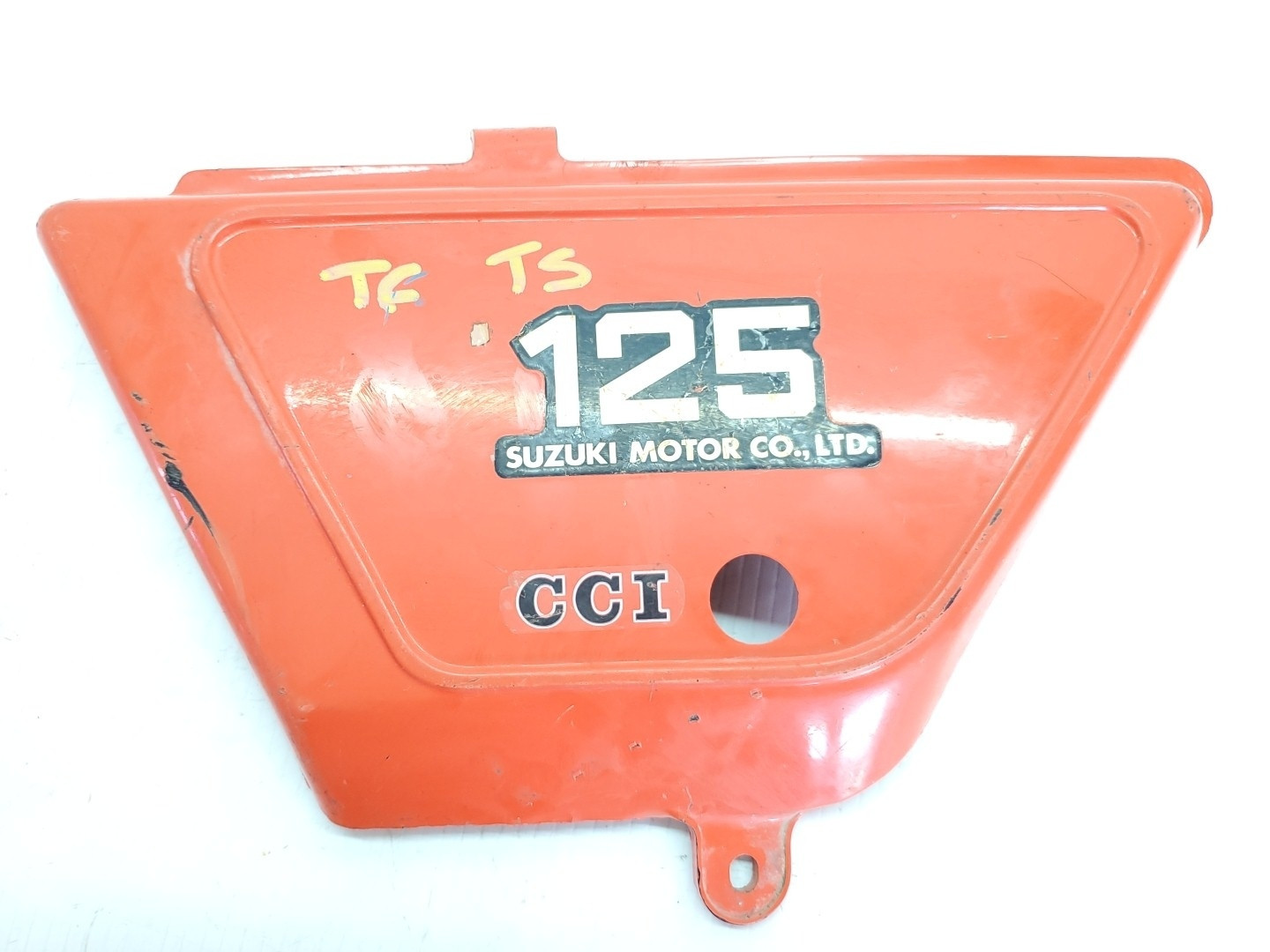 Suzuki TS125 Orange Left Frame Side Cover 3 TS 125 1979 + Other Years