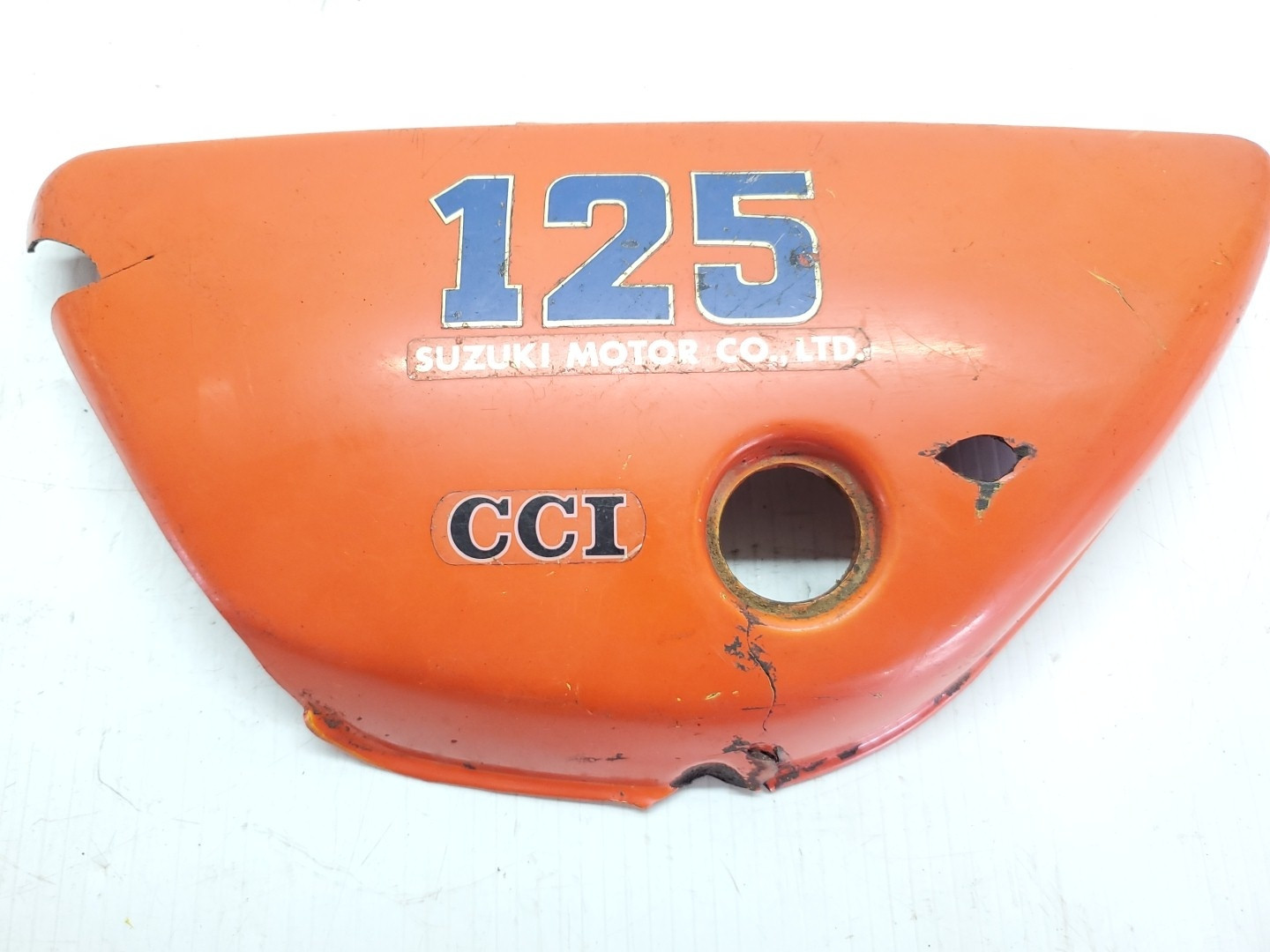 Suzuki TS125 Orange Damaged Left Frame Side Cover TS 125 1971+ Other Years